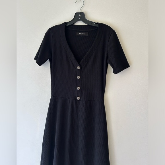 Reformation Black Mini Dress with Button Detail - Picture 6 of 15